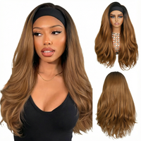 Wig rambut ikal berlapis 26 inci tanpa lem dengan tekstur Yaki, tidak kusut, serat tahan panas, wig ramah pemula