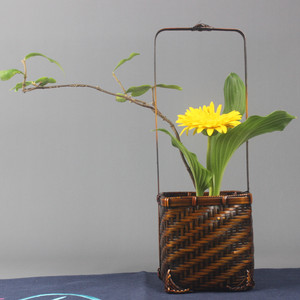 Bamboo Woven Flower Vase Chinese Antique Style Tea Ceremony Basket Handmade Natural Home Decoration Ornamental Plant Holder - Product Image 1