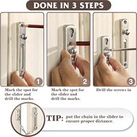 Loquet de porte coulissant moderne en acier inoxydable avec chaîne de sécurité et installation par vis pour la sécurité domestique