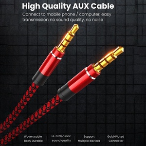 Hot Bán Vàng Mạ Aux 3.5Mm Nam Để Nam Trrs 4 Cực Xe Âm Thanh Stereo Cáp Phụ Trợ Nylon Bện Màu Đen Màu Xanh Đỏ Aux Dây - Product Image 3