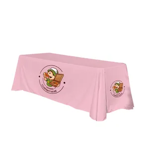 custom sublimation printed logo polyester waterproof fitted stretch spandex table cover table cloths fitted table cover