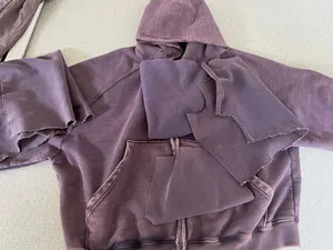 Hochwertige benutzer definierte Crop Top Stone Wash Reiß verschluss Hoodies abgeschnitten Schwergewicht Reiß verschluss Hoodie