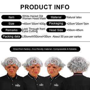 Masque en latex amusant de grand-mère vieillue aux cheveux blancs pour Halloween, fête costumée, jeu de rôle, coiffe de mascarade personnalisable - Product Image 2