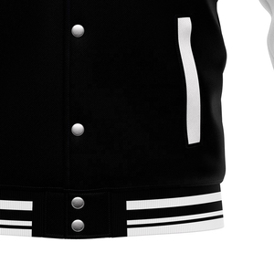 Chaqueta de béisbol con parches de chenilla bordados personalizados para hombre, chaqueta universitaria blanca y negra de talla grande al por mayor - Product Image 4