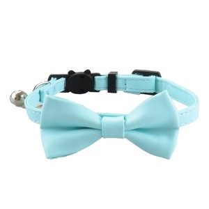 Elegant Solid PU Cat Collars with Bowknot and <b>Bell</b> Adjustable Buckle Design for Small Cats All Seasons Fashion Style - Product Image 2