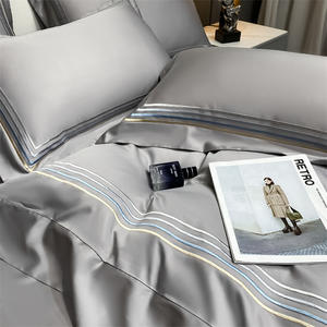 Prezzo all'ingrosso design di lusso copripiumino solido design europeo doppi lati lavabile in <span class=keywords><strong>seta</strong></span> di ghiaccio 4 pezzi set copripiumino - Product Image 4