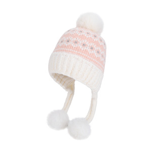 <span class=keywords><strong>Bonnet</strong></span> d'hiver en tricot acrylique chaud pour femmes, <span class=keywords><strong>pompon</strong></span>, boule en peluche, protection des oreilles épaisses, <span class=keywords><strong>bonnet</strong></span> coupe-vent. - Product Image 4