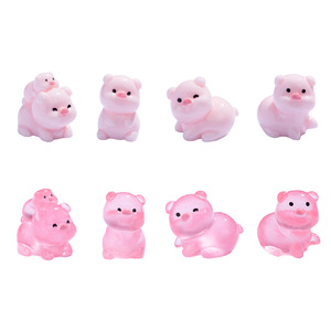 Figuritas de cerdos lindos, mini adornos de resina que brillan en la oscuridad, decoración para escritorio, coche, accesorios de bricolaje, diseño de cerdito gordo, unisex 5 7 - Product Image 1