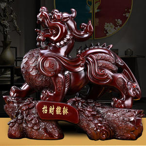 Escultura de Pixiu de Gran Tamaño con Acabado de Madera, Atrae <span class=keywords><strong>la</strong></span> Buena <span class=keywords><strong>Suerte</strong></span> y <span class=keywords><strong>la</strong></span> Riqueza, Estatua de Piyao, Escultura de Animal, Artesanía de Resina - Product Image 4