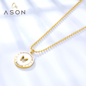 Nouveauté : Collier pour femme en acier inoxydable avec pendentif papillon et coquillage blanc - Product Image 2
