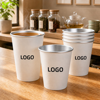 Gobelets en papier aluminium jetables de luxe de haute qualité or et argent pour thé chaud, avec logo personnalisé, pour publicité, fêtes et traiteur