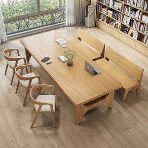 Scrivania Grande a Due Livelli in Legno Massello Stile Nordico e Banco da Lavoro per Calligrafia e Pittura per Stanze Studio e Aree di Lettura - Product Image 2