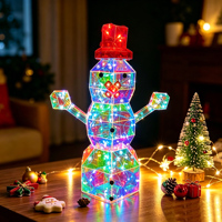 Bonhomme de neige de Noël holographique à effet cristal 3D lumineux, alimenté par USB, LED RGB à intensité variable, éclairage décoratif écologique pour Noël