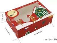 Boîtes personnalisables auto-érectables en papier couché recyclable avec fenêtre transparente pour pâtisseries de Noël, biscuits et beignets, finition mate, pour les fêtes