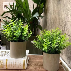 Mini-plantes artificielles en pot 18 cm, décorations de bureau en plastique eucalyptus pour la maison, le bureau et le salon - Product Image 3