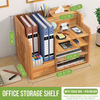 Organisateur de bureau en bambou, étagère de bureau en bois, porte-documents, porte-stylos et porte-mouchoirs pour le bureau et la maison, installation requise