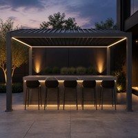 Pérgola Resistente con Techo de Láminas de Aluminio, Gazebo de 12x16 pies, Impermeable, Moderno, para Jardín, Precio de Fábrica, Personalizable para Patio Trasero