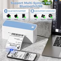 Imprimante d'Étiquettes d'Expédition Thermique Portable Phomemo PM241-BT 4x6, Rouleau d'Autocollants Adhésifs Sans Encre