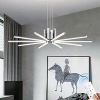 Lustre LED moderne à intensité variable, luminaire Sputnik, suspension longue à hauteur réglable pour salle à manger, cuisine, salon