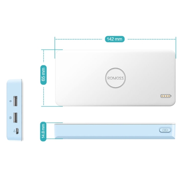 Ultra-Thin Mini External Battery Pack Intelligent Safety Protection Dual USB ROMOSS PB10 10000mAh Power Bank