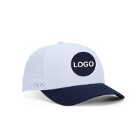 Casquettes de golf personnalisées à 5 panneaux bicolores avec aérations découpées au laser, casquette imperméable avec logo en PVC personnalisé pour hommes, sports de plein air