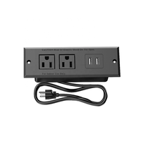 Regleta Empotrable con 2 Tomas de Corriente y 2 Puertos USB, Enchufe de Escritorio Empotrado con Cable de Alimentación para Oficina, Mesa de Conferencias, Isla de Cocina