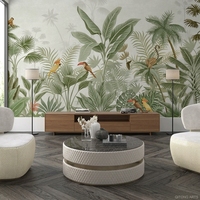 Murale murale 3D, jungle tropicale, écologique, rétro américain, botanique, personnalisée, sans couture, autocollante, imperméable, archivistique, HD, UV