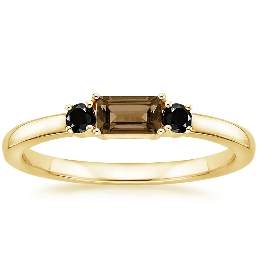 Hot Selling Women Unique Delicate Brown And Black Zircon Gold Plated Ring