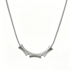 <b>Titanium</b> Steel Minimalist Bamboo Pendant Necklace Unisex Snake <b>Chain</b> - Product Image 2
