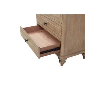 Mesita de Noche Moderna de Madera Maciza con 3 Cajones y Acabado Arena para Dormitorio o Sala de Estar - Product Image 4