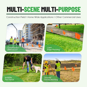 Logo kustom 4*5 inci bendera survei PVC kuning biru merah putih oranye untuk rumput - Product Image 6