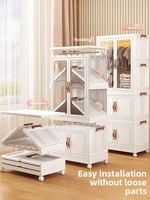 Organisateur de vêtements pour bébé, armoire pour nourrissons, pas d'assemblage requis, pliable compact, plusieurs niveaux, ouverture par porte, minimaliste moderne