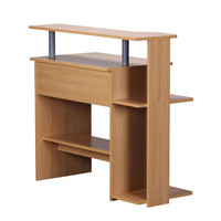 Bureau d'ordinateur moderne de 94 cm de large avec plateau pour clavier et étagère pour PC, finition bois vieilli, idéal pour la maison, le bureau ou la chambre