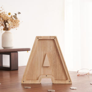 Creative legno salvadanaio inglese lettera Design trasparente bordi regalo di festa per bambini legno realizzato transfrontaliero salvadanaio - Product Image 3