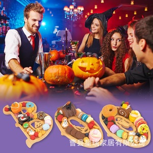 Bandeja de madera creativa con alfabeto, bandeja para Halloween, color madera natural, bandejas para servir para el aprendizaje del inglés para niños - Product Image 2