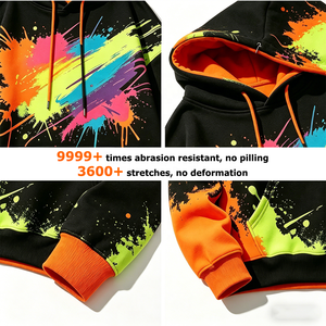 Customization Hand Drawn Drawstring French Terry Boxy Vintage 450GSM Screen Print Black Pockets Zip Street wear Hoodies for Men - Product Image 2