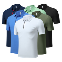 Kemeja Polo Slim Fit mode 2025 kaus Polo perusahaan melar 4 arah menyerap kelembapan desain polos sesuai pesanan lengan pendek