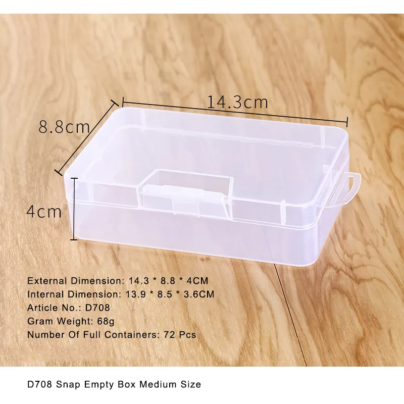 Caja vacía de joyería rectangular con 4 hebillas rectangulares gruesas, embalaje de plástico multifuncional