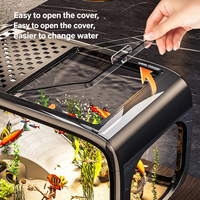 Ensemble d'aquarium rectangulaire moderne et créatif en plastique, écologique, pour salon, avec couvercle anti-saut, idéal pour créer un paysage DIY