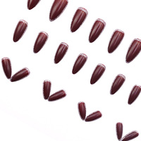24 faux ongles courts rouge cerise pailletés à presser, luxe léger et chic, amovibles, couvrance totale, pour femmes, kit de manucure