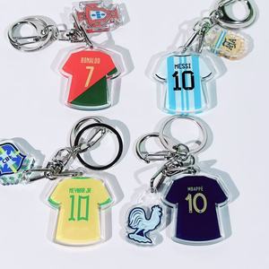 Porte-clés Maillot de Foot <span class=keywords><strong>Messi</strong></span> <span class=keywords><strong>Neymar</strong></span> Cristiano Ronaldo Mbappé Équipe de Football Argentine Brésil Décoration à Suspendre - Product Image 1