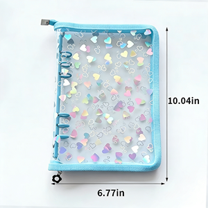 Protège-cahier A5 à anneaux pour classeur, pochettes transparentes <span class=keywords><strong>en</strong></span> PVC, porte-documents à 6 anneaux avec fermeture éclair, pochette portefeuille pour documents - Product Image 3