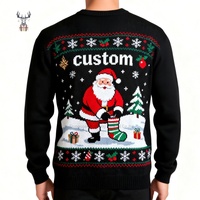 Pull de Noël en tricot pour homme, col rond, jacquard, Père Noël, taille plus, adulte, 100% coton, épaissi, fabriqué sur mesure par Nanteng