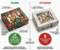 Kotak Hadiah Kertas Bertema Natal yang Dapat Disesuaikan dengan Jendela Transparan, Embossing, dan Bahan Daur Ulang untuk Berbagai Camilan Liburan
