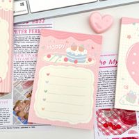 Bloc-notes A7 style Ins rose, motif gâteau, très esthétique, déchirable, pour étudiants, carnet de notes
