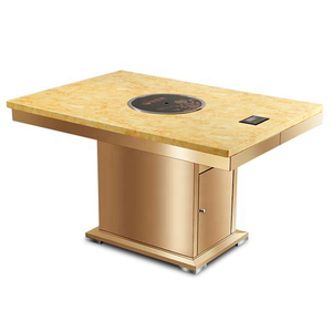 Parrilla de barbacoa coreana comercial mesa de comida rápida sin humo Rectangular Metal Shabu olla caliente mesa de comedor para restaurante Hotel - Product Image 3