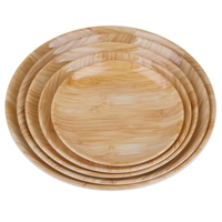 Assiettes rondes en mélamine à motif bois, modernes, en gros, pour restaurant, compatibles lave-vaisselle, 6/7/8/9/10 pouces