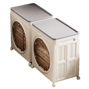 Clothing Organizer Front Opening Large Capacity <b>Storage</b> Cabinet Foldable Rectangular Standing Type Gray Lid Off White Body - Product Image 5