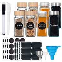 Contenants à Épices Carrés de Cuisine de 120 ml (4 oz) avec Couvercle en Bois et Couvercle en Bambou pour Sel et Assaisonnement