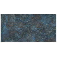 Dalle de pierre frittée en saphir bleu veiné continu, aspect marbre, anti-acide et anti-alcali, pour décoration murale moderne de chambre et extérieur